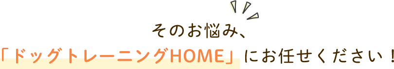 そのお悩み、「ドッグトレーニングHOME」にお任せください！